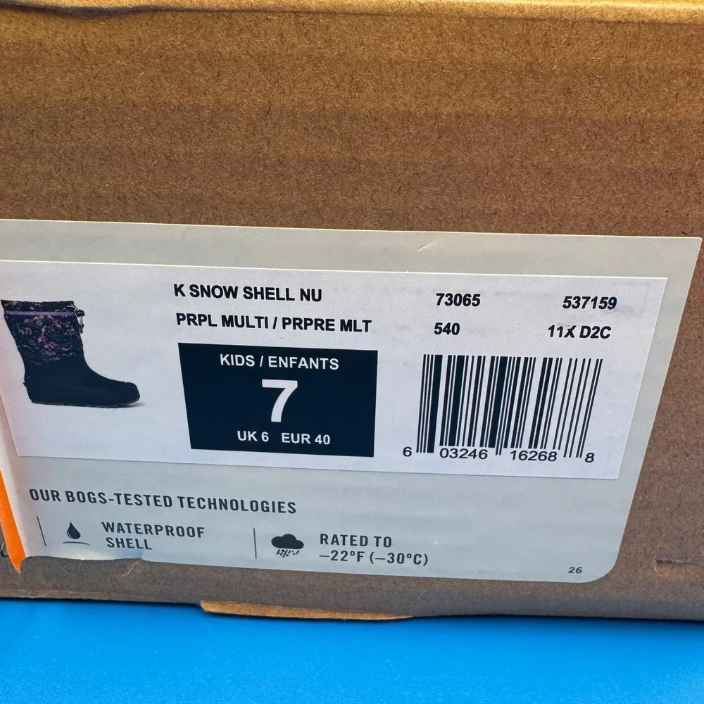 Bogs Kids Waterproof Snow Shell Boots‎ PRPL MULTI Unicorn Stars Girls Size 7